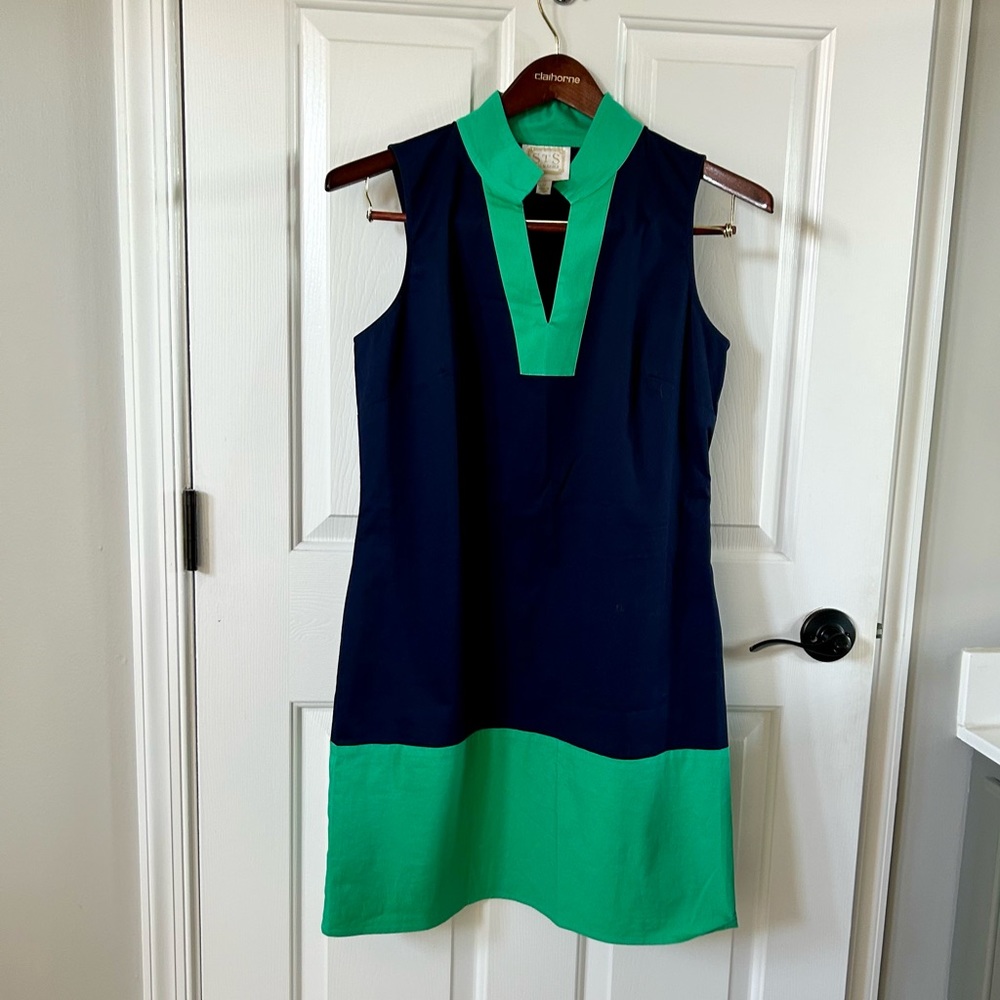Sail to Sable Navy Blue & Green Sheath Dress